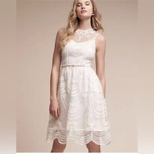Anthropologie BHLDN Anissa Silk Embroidered Dress White Size 6